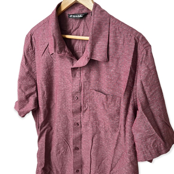 Travis Mathew 2XL Shirt Oswego Geo Print Short Sleeve Heather Tawny Port Red - Picture 5 of 8